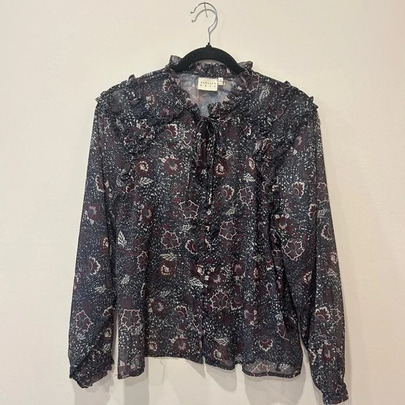 Atelier Rêve Sheer Patterned Blouse - Picture 2 of 4